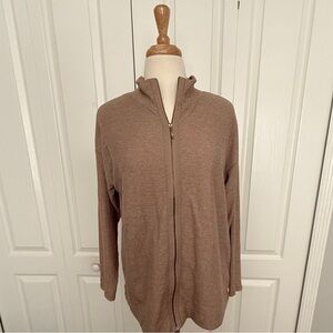 Soft Surroundings Zip Front Tunic Sweater Taupe- Petite Large